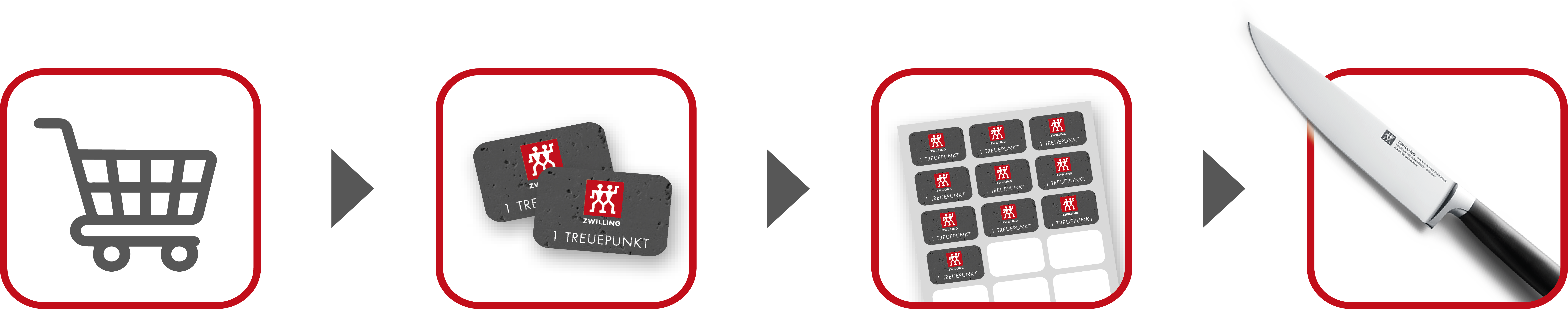 Treuepunkte sammeln und hochwertige Prämien von ZWILLING sichern Grafische Anleitung zur Teilname: Treuepunkte sammeln und hochwertige Prämien von ZWILLING sichern